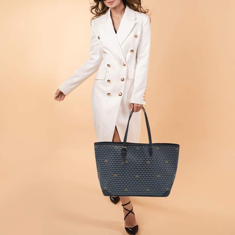 Pre Owned Faure Le Page Navy Blue Coated Canvas and Leather Daily Battle 41 Tote