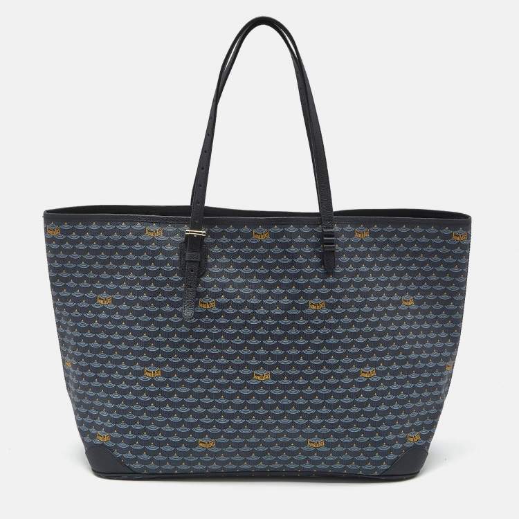 Pre Owned Faure Le Page Navy Blue Coated Canvas and Leather Daily Battle 41 Tote