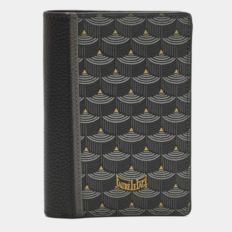مملوكة مسبقًا Faure Le Page Grey/Black Scale Coated Canvas and Leather Bifold Wallet
