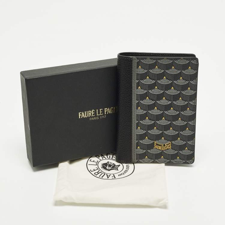 مملوكة مسبقًا Faure Le Page Grey/Black Scale Coated Canvas and Leather Bifold Wallet