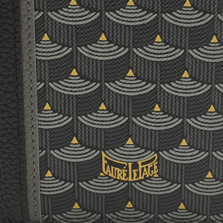 مملوكة مسبقًا Faure Le Page Grey/Black Scale Coated Canvas and Leather Bifold Wallet