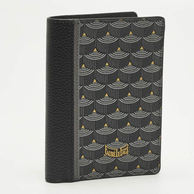 مملوكة مسبقًا Faure Le Page Grey/Black Scale Coated Canvas and Leather Bifold Wallet