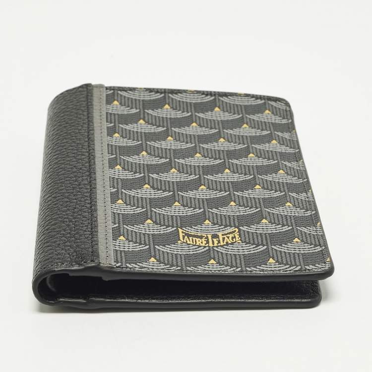 مملوكة مسبقًا Faure Le Page Grey/Black Scale Coated Canvas and Leather Bifold Wallet