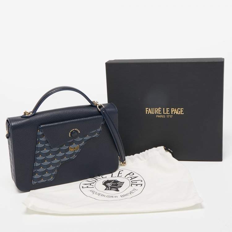 Pre Owned Faure Le Page Blue Leather Calibre 21 Top Handle Bag