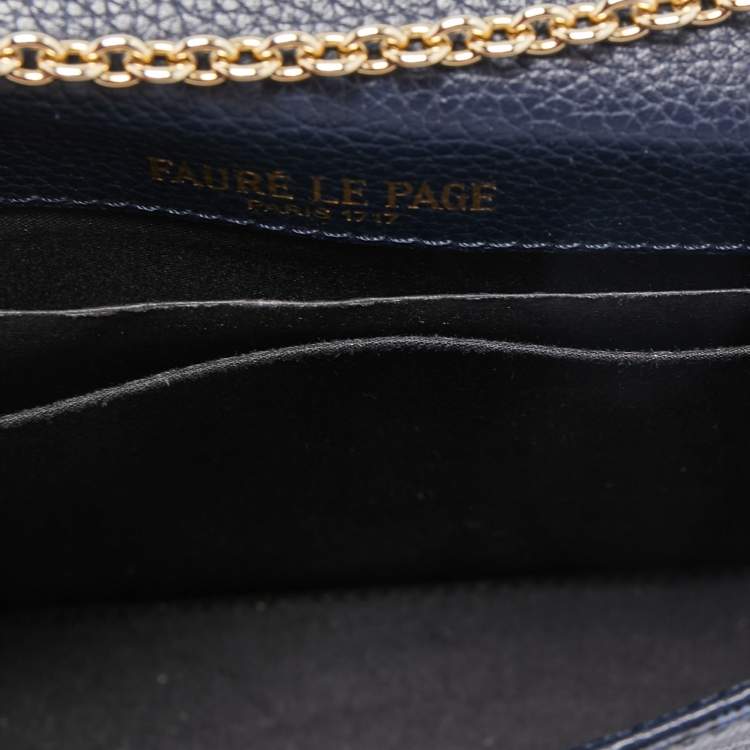 Pre Owned Faure Le Page Blue Leather Calibre 21 Top Handle Bag