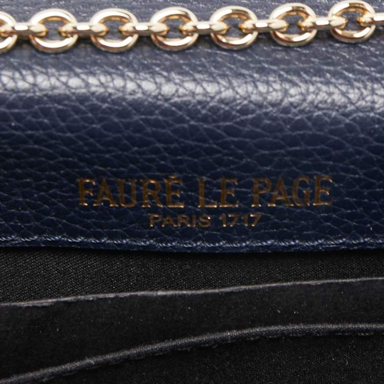 Pre Owned Faure Le Page Blue Leather Calibre 21 Top Handle Bag
