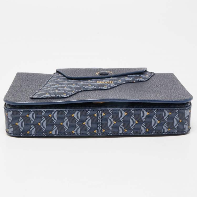 Pre Owned Faure Le Page Blue Leather Calibre 21 Top Handle Bag
