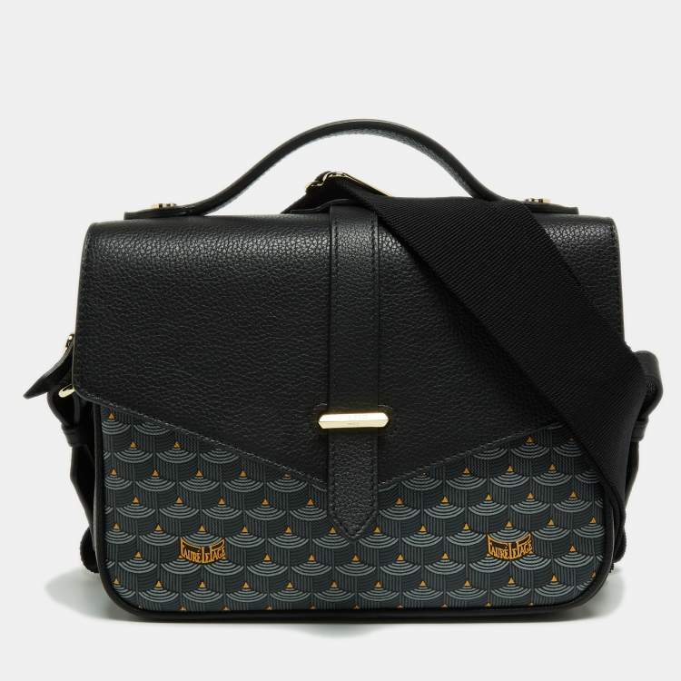 Pre Owned Faure Le Page Black/Grey Coated Canvas and Leather Express 21 Top Handle Bag