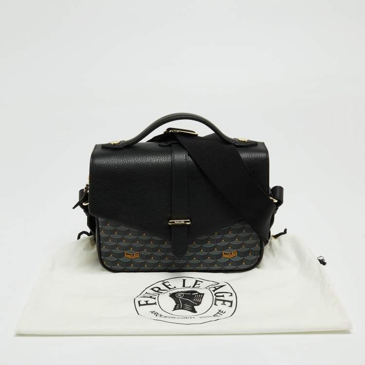 Pre Owned Faure Le Page Black/Grey Coated Canvas and Leather Express 21 Top Handle Bag