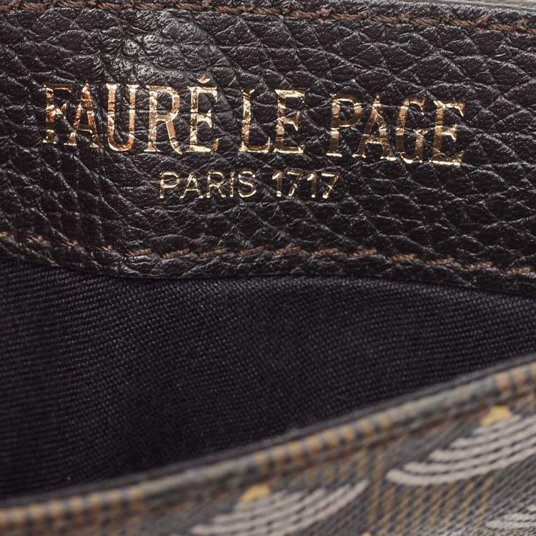 Pre Owned Faure Le Page Black/Brown Coated Canvas Caliber 18 Wristlet Pouch