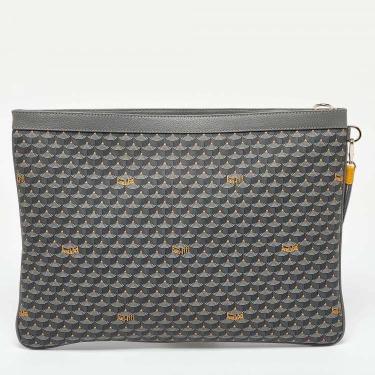مملوكة مسبقًا Faure Le Page Grey Coated Canvas and Leather Ecailles 41 Portfolio Bag