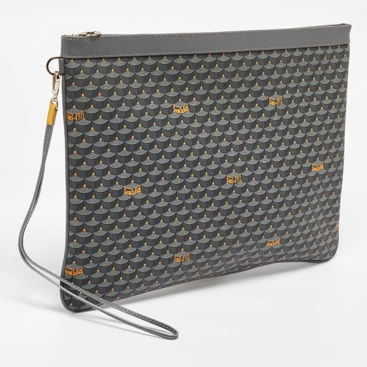مملوكة مسبقًا Faure Le Page Grey Coated Canvas and Leather Ecailles 41 Portfolio Bag