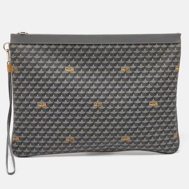مملوكة مسبقًا Faure Le Page Grey Coated Canvas and Leather Ecailles 41 Portfolio Bag