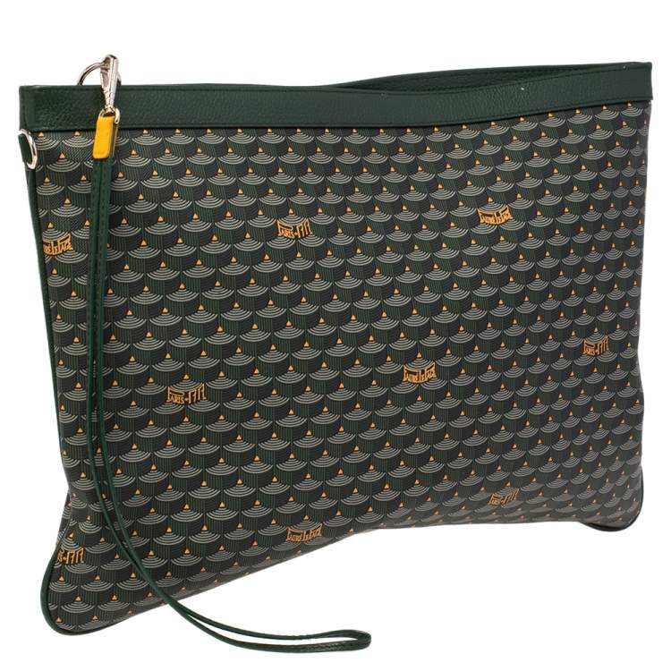 مملوكة مسبقًا Faure Le Page Green Coated Canvas Ecailles 41 Portfolio Bag