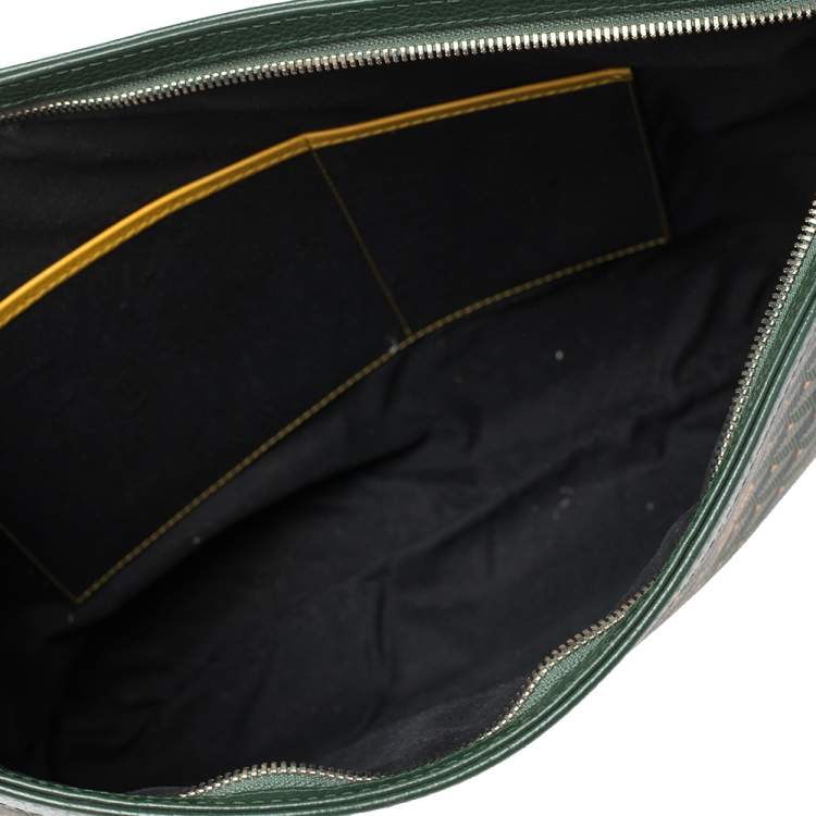 مملوكة مسبقًا Faure Le Page Green Coated Canvas Ecailles 41 Portfolio Bag