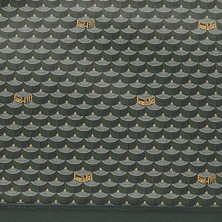 Pre Owned Faure Le Page Green Coated Canvas Ecailles 41 Portfolio Bag