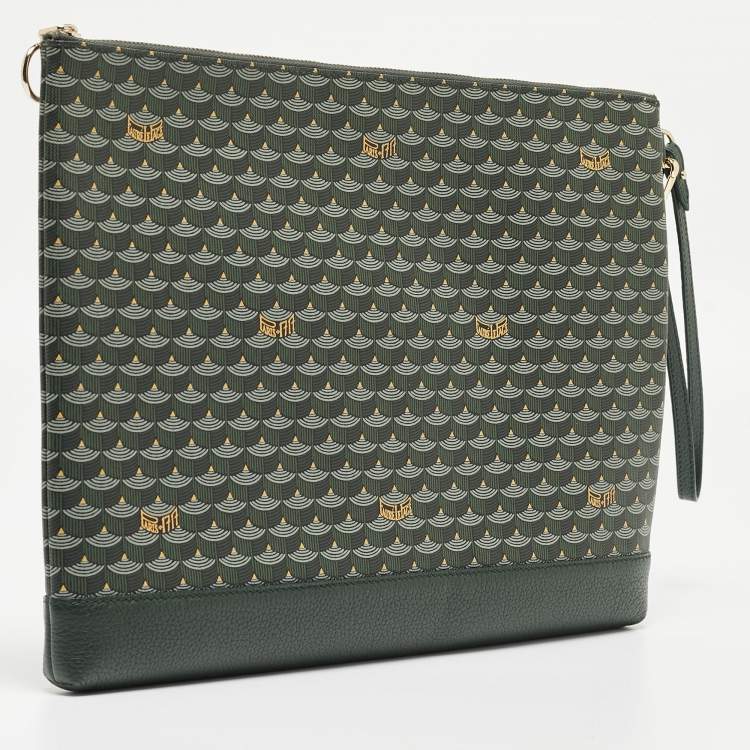 Pre Owned Faure Le Page Green Coated Canvas Ecailles 41 Portfolio Bag