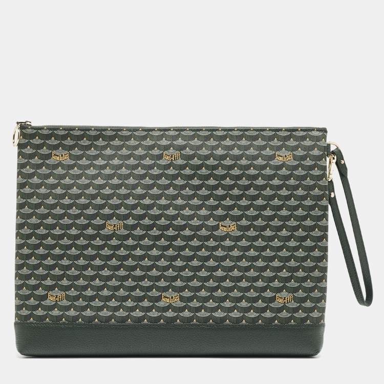 Pre Owned Faure Le Page Green Coated Canvas Ecailles 41 Portfolio Bag