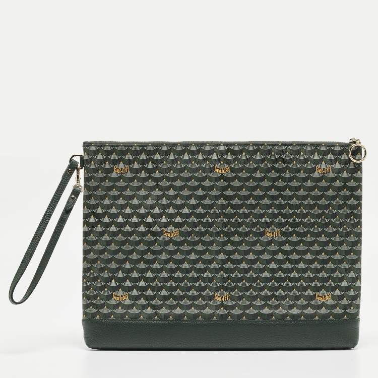 Pre Owned Faure Le Page Green Coated Canvas Ecailles 41 Portfolio Bag