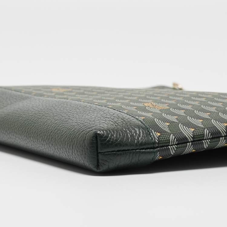 Pre Owned Faure Le Page Green Coated Canvas Ecailles 41 Portfolio Bag
