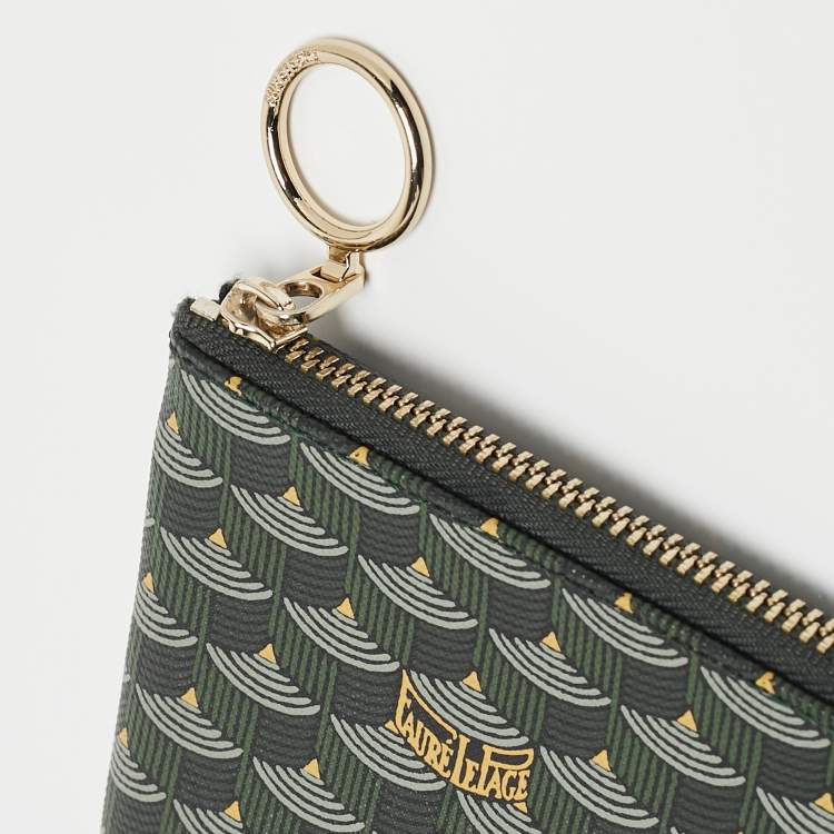 Pre Owned Faure Le Page Green Coated Canvas Ecailles 41 Portfolio Bag