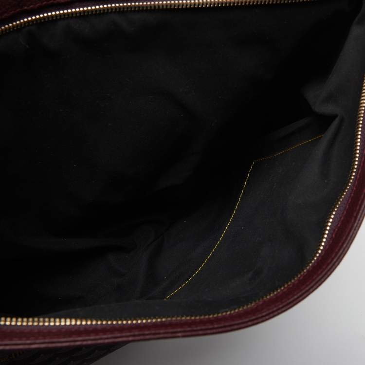 Pre Owned Faure Le Page Burgundy Coated Canvas and Leather Pochette Zip 41 Bag