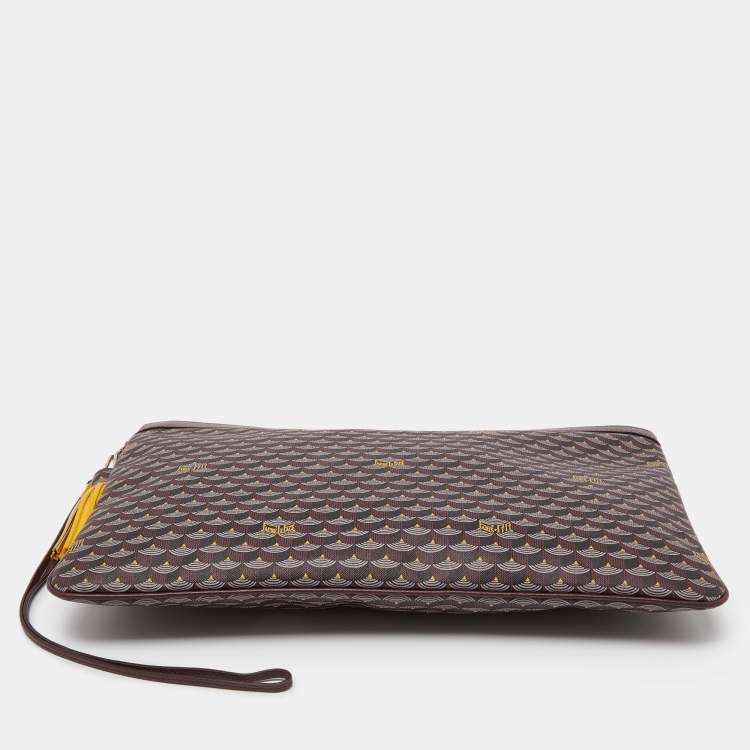 Pre Owned Faure Le Page Burgundy Coated Canvas and Leather Pochette Zip 41 Bag