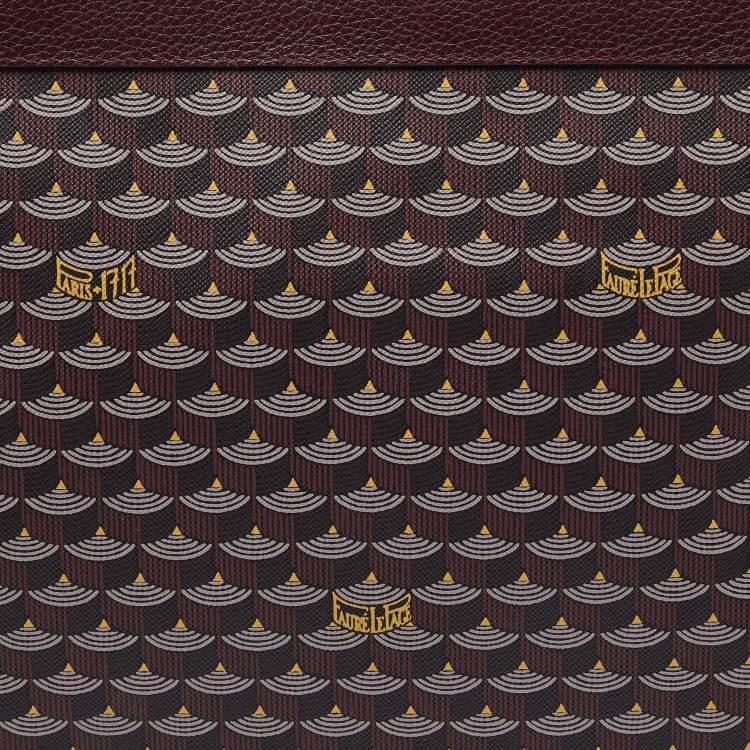 Pre Owned Faure Le Page Burgundy Coated Canvas and Leather Pochette Zip 41 Bag