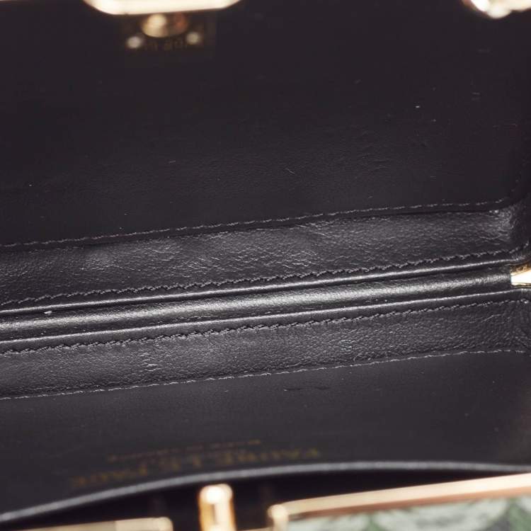 Pre Owned Faure Le Page Green Coated Canvas and Croc Embossed Leather Chain Clutch