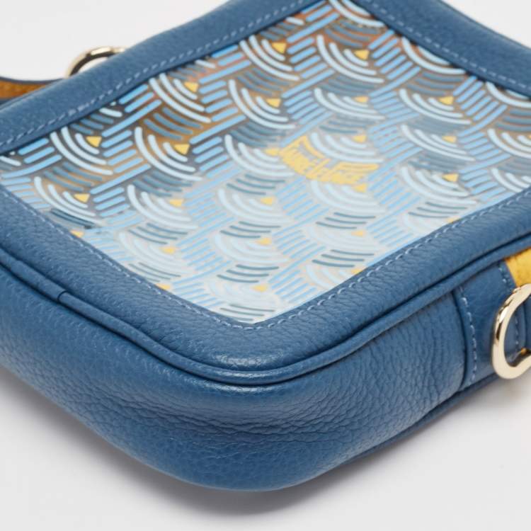 Pre Owned Faure Le Page Blue/Yellow Leather and PVC Phone Pouch Crossbody Bag