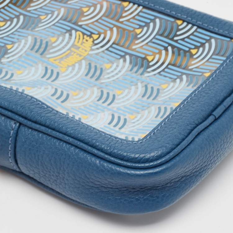 Pre Owned Faure Le Page Blue/Yellow Leather and PVC Phone Pouch Crossbody Bag
