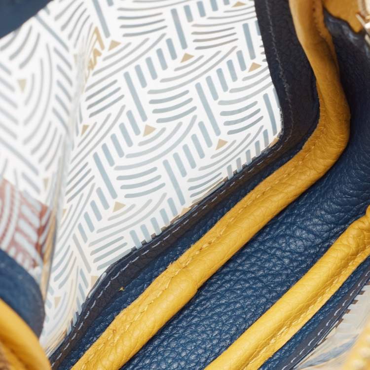 Pre Owned Faure Le Page Blue/Yellow Leather and PVC Phone Pouch Crossbody Bag