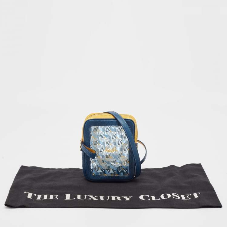 Pre Owned Faure Le Page Blue/Yellow Leather and PVC Phone Pouch Crossbody Bag