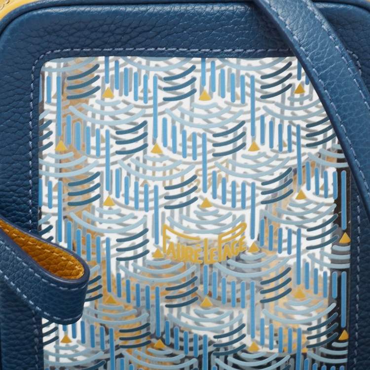 Pre Owned Faure Le Page Blue/Yellow Leather and PVC Phone Pouch Crossbody Bag