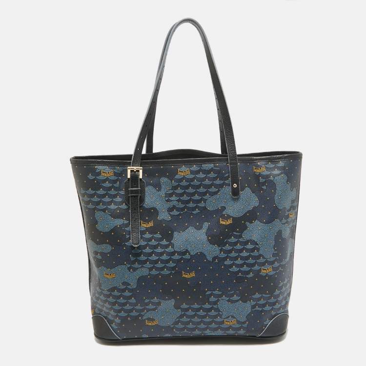 Pre Owned Faure Le Page Navy Blue Coated Canvas Daily Battle 35 Tote