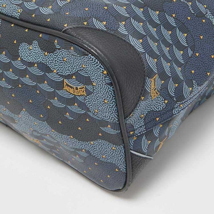 Pre Owned Faure Le Page Navy Blue Coated Canvas Daily Battle 35 Tote
