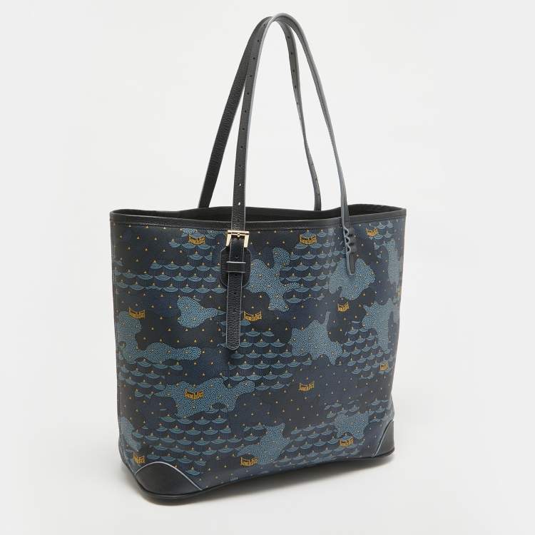Pre Owned Faure Le Page Navy Blue Coated Canvas Daily Battle 35 Tote