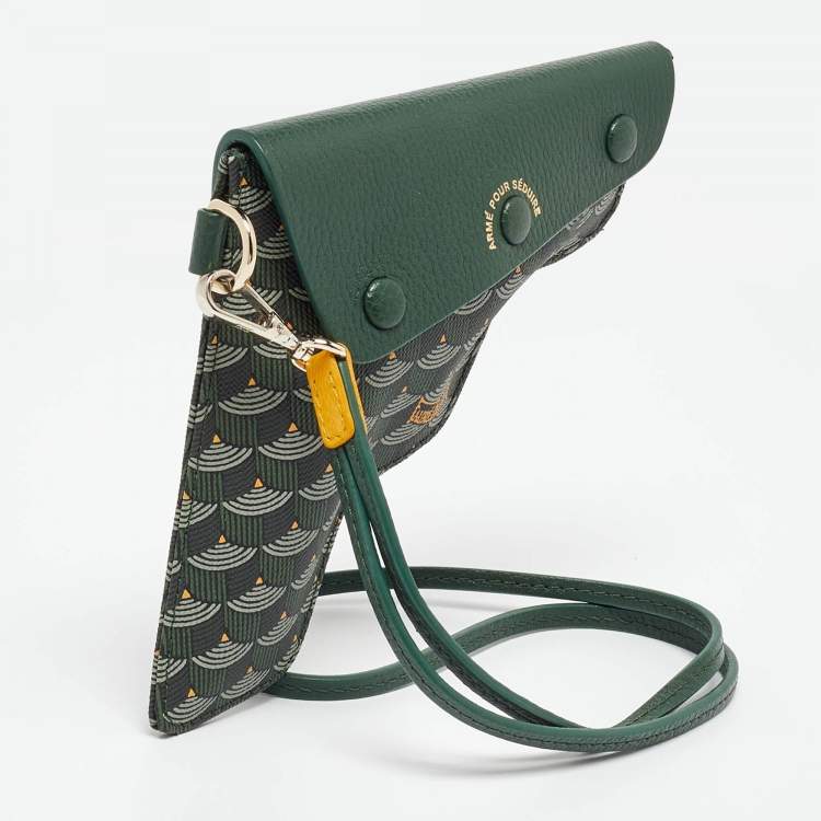 Pre Owned Fauré Le Page Green Coated Canvas and Leather Calibre 18 Pouch