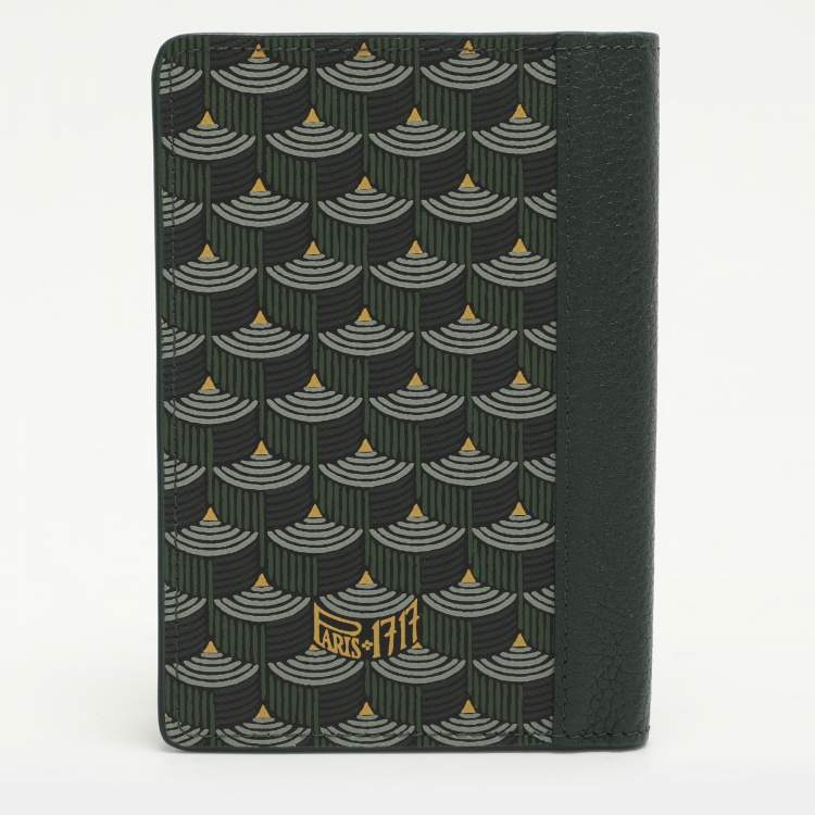 Pre Owned Faure Le Page Green Coated Canvas and Leather Bifold Card Case