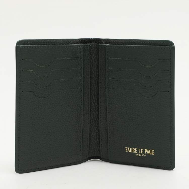 Pre Owned Faure Le Page Green Coated Canvas and Leather Bifold Card Case