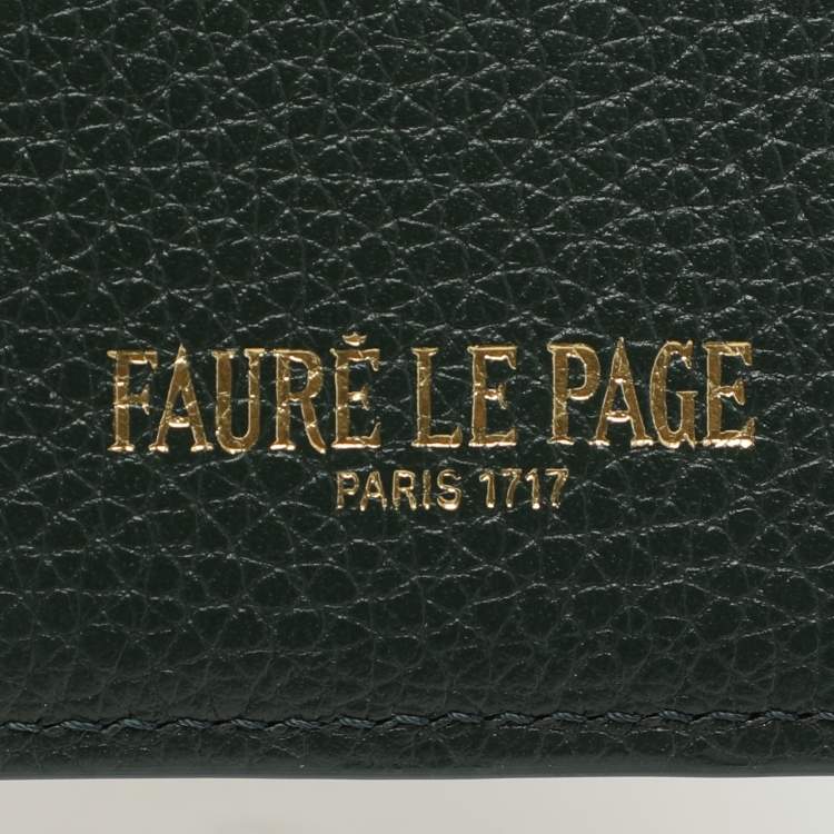 Pre Owned Faure Le Page Green Coated Canvas and Leather Bifold Card Case