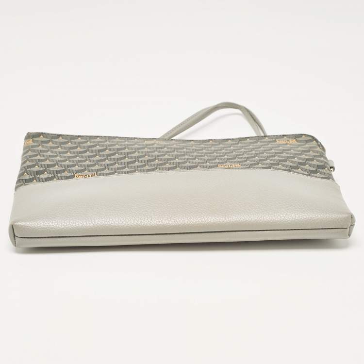 Pre Owned Faure Le Page Grey Coated Canvas and Leather Wristlet Pouch