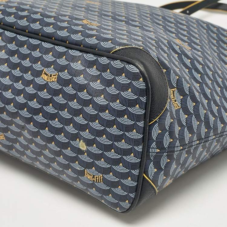 Pre Owned Faure Le Page Navy Blue Coated Canvas and Leather Daily Battle Tote