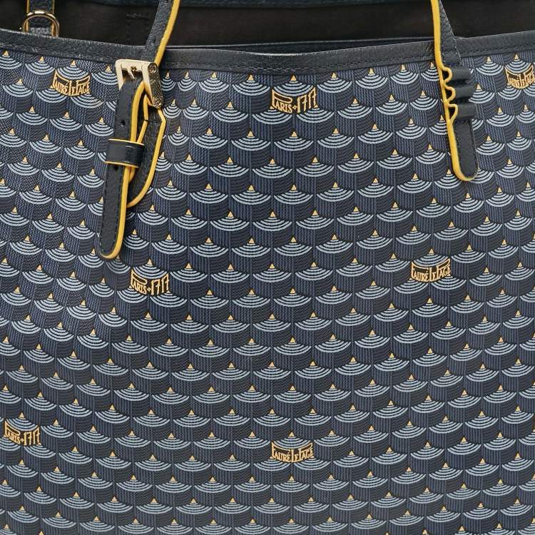 Pre Owned Faure Le Page Navy Blue Coated Canvas and Leather Daily Battle Tote