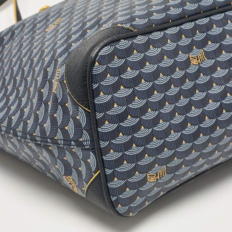 Pre Owned Faure Le Page Navy Blue Coated Canvas and Leather Daily Battle Tote