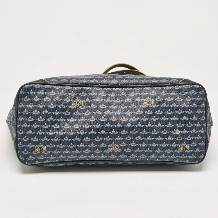 Pre Owned Faure Le Page Navy Blue Coated Canvas and Leather Daily Battle Tote