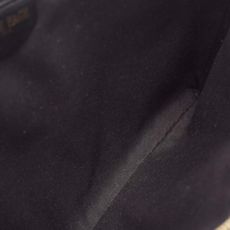 Pre Owned Faure Le Page Navy Blue Coated Canvas and Leather Wristlet Clutch