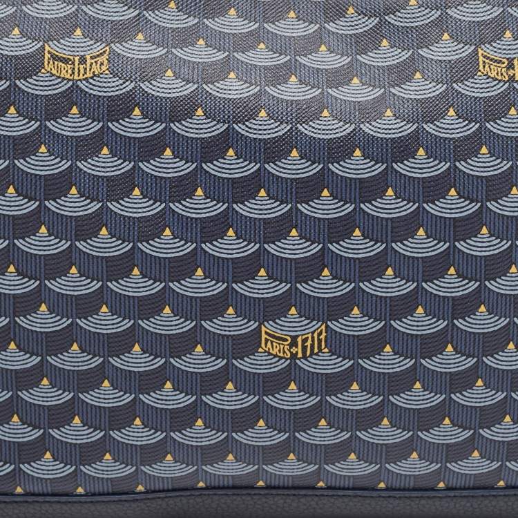 Pre Owned Faure Le Page Navy Blue Coated Canvas and Leather Wristlet Clutch