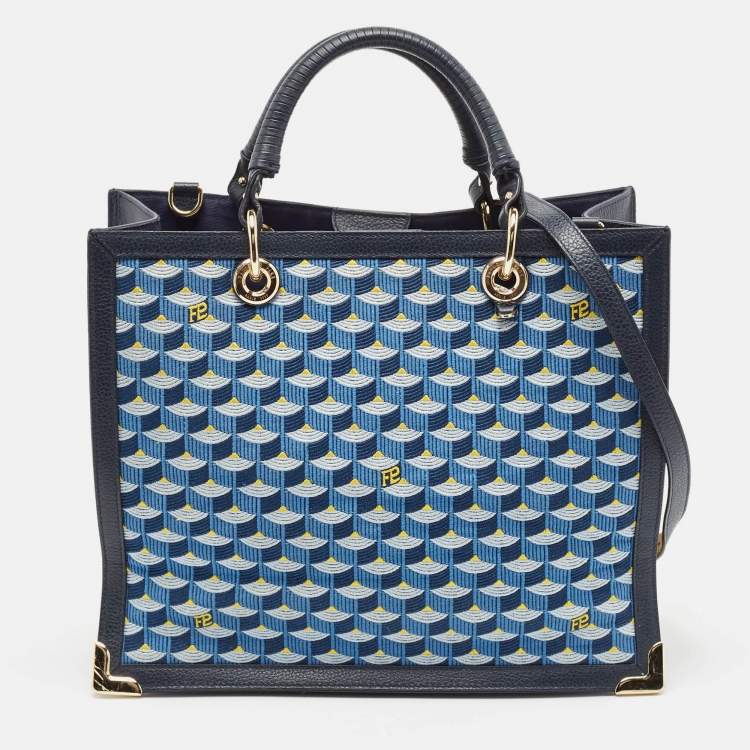 مملوكة مسبقًا Faure Le Page Blue Jacquard Fabric SagaCity 31 Tote