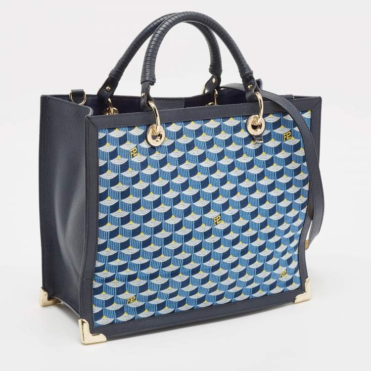 مملوكة مسبقًا Faure Le Page Blue Jacquard Fabric SagaCity 31 Tote